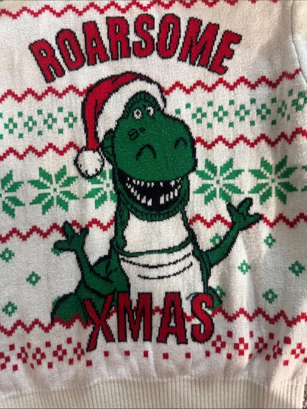 Disney Roarsome Xmas Crewneck Sweater - Cream/Green/Red